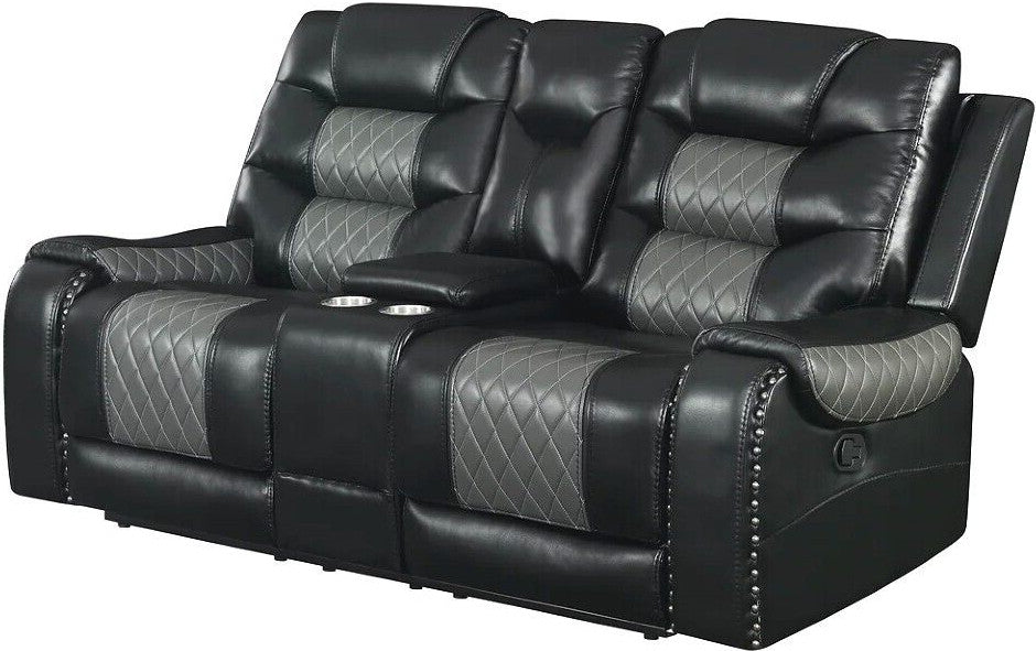 MORRISTON Black & Gray Reclining Sofa, Loveseat & Chair