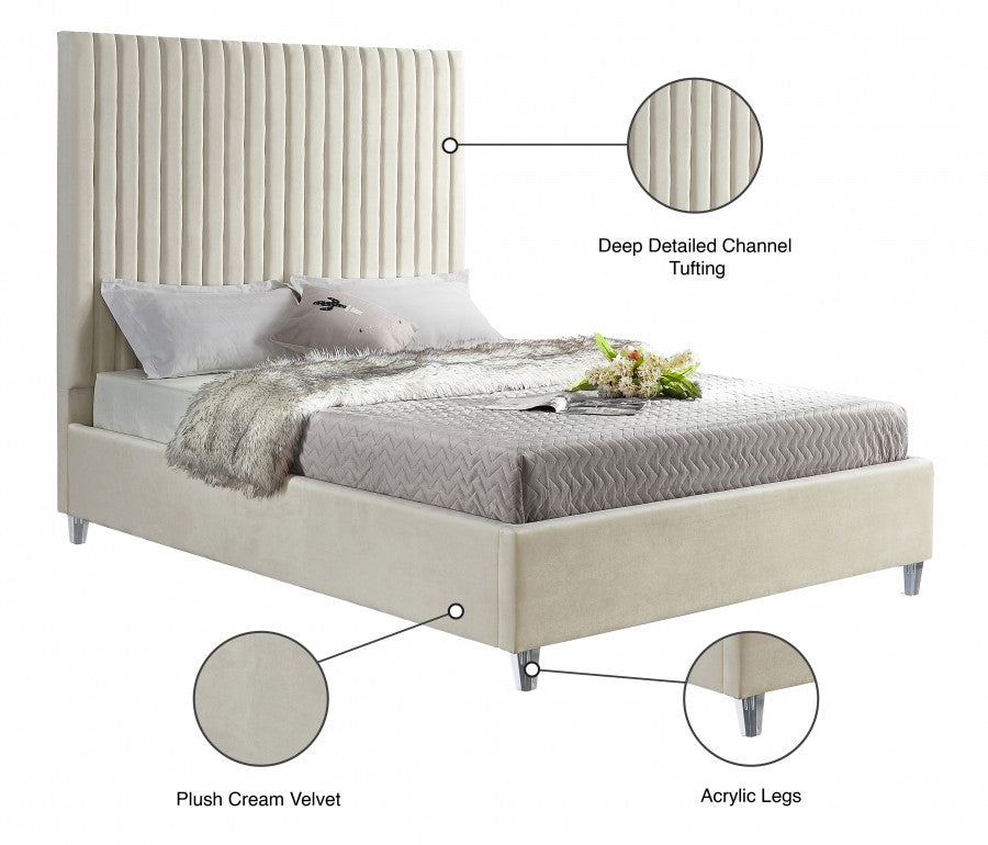MURITZ Cream & Gold Velvet Bed