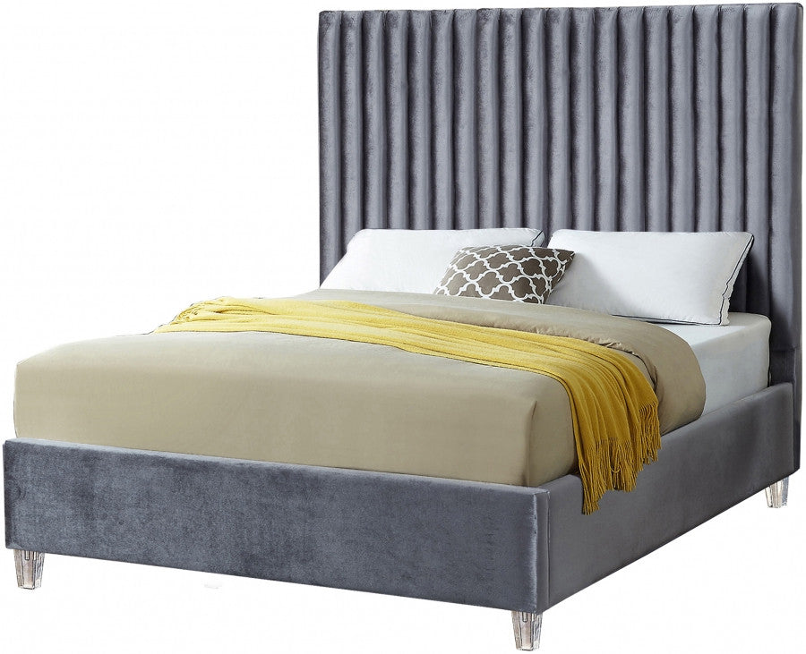 MURITZ Gray Velvet Bed