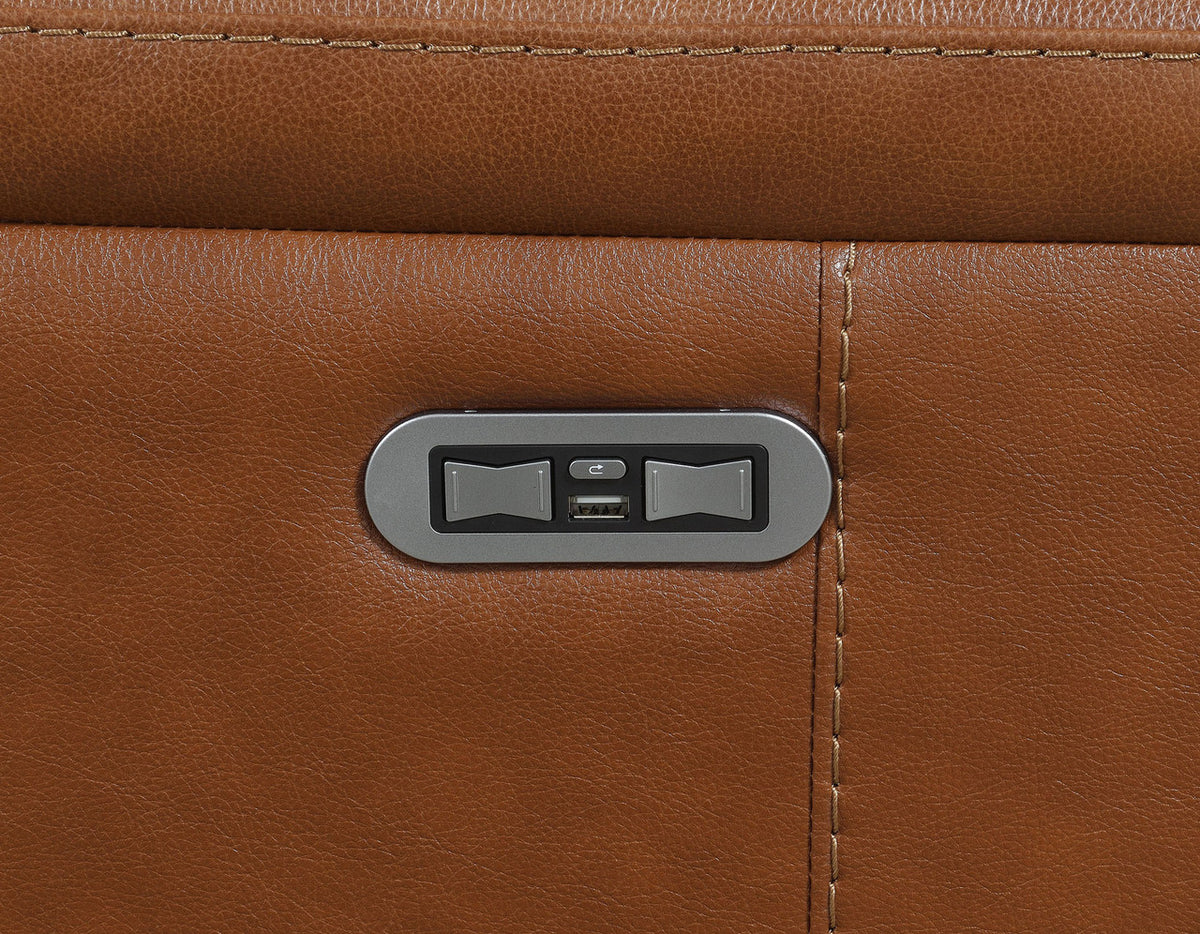 YASIEL Top Grain Leather Power Reclining Sectional with USB