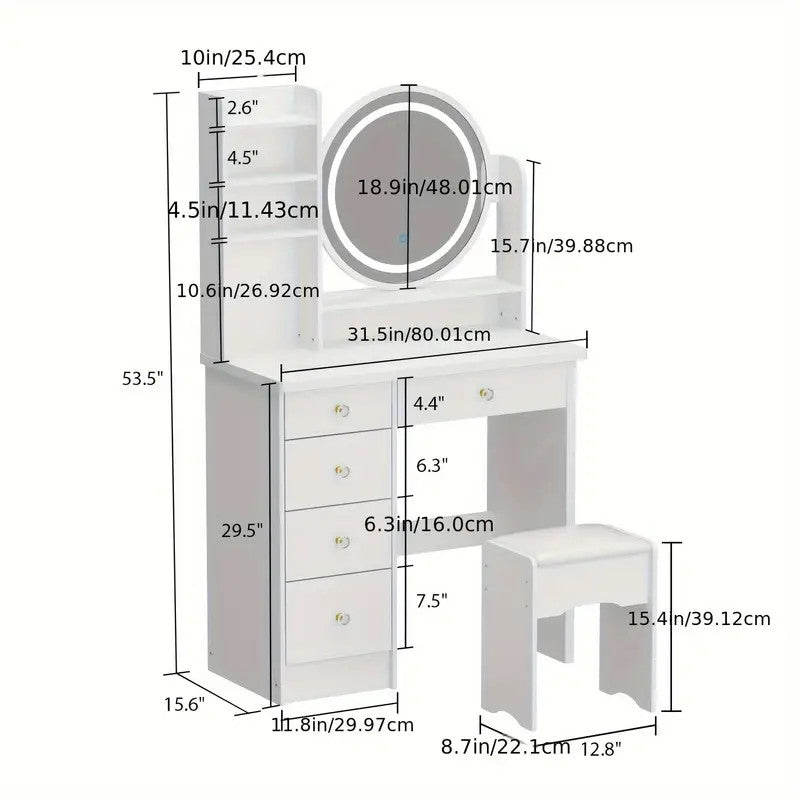 MATIZ White 32" Wide Vanity with Chair (RTA)