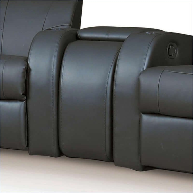 MAXX Black Leather 7 Piece Reclining Theater Seats
