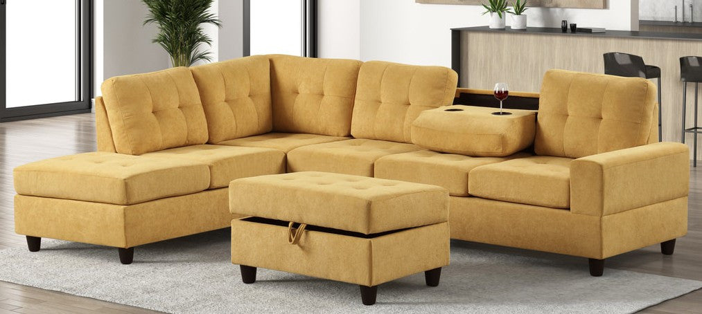 MAYA Mustard 112" Wide Reversible Sectional (Water Resistant Fabric)
