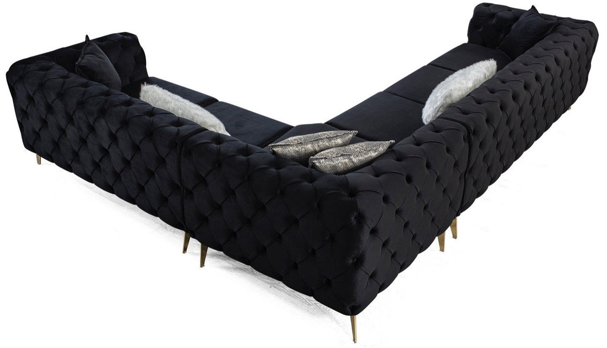 MELINA Black 132" Wide Black Sectional