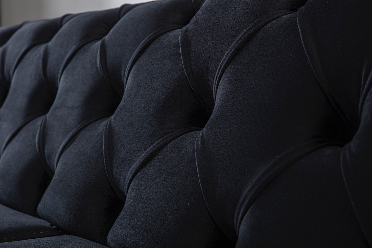MELINA Black 132" Wide Black Sectional