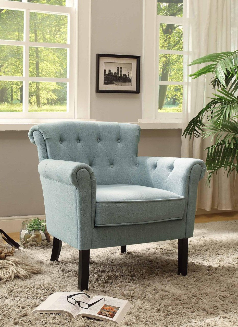 Melody Blue Fabric Tufted Back Accent Arm Chair