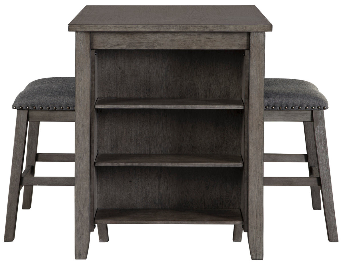 MOENNE Gray 36" Wide 3 Piece Counter Height Set