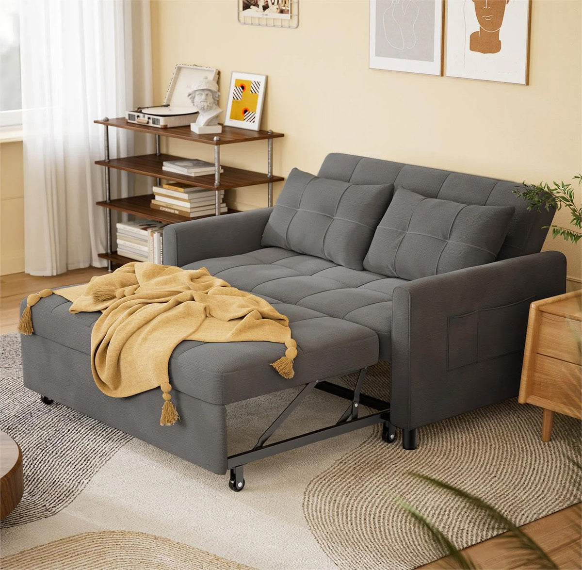 NAXOS Gray 52" Wide Sofa Sleeper