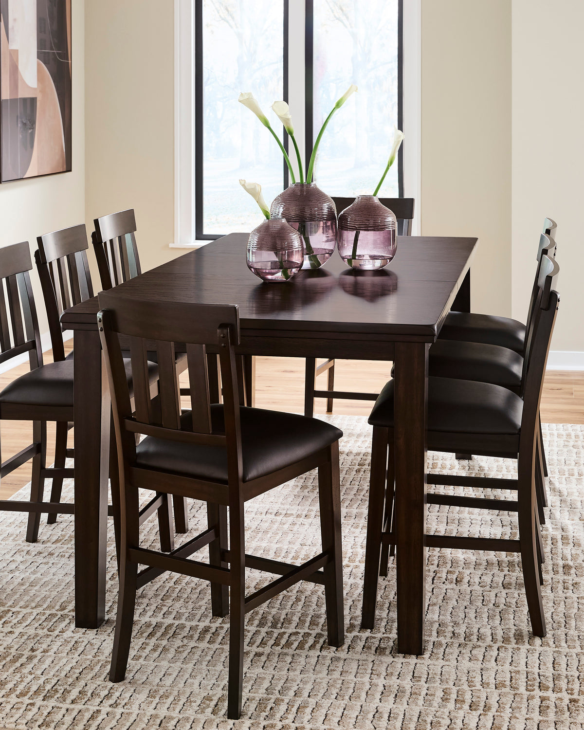 NELA Dark Brown 9 Piece Counter Height Set