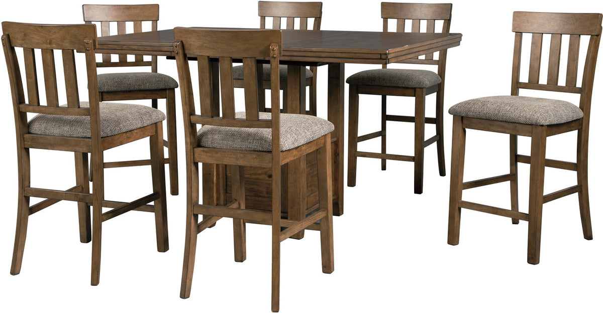 NELA Light Brown 7 Piece Counter Height Set