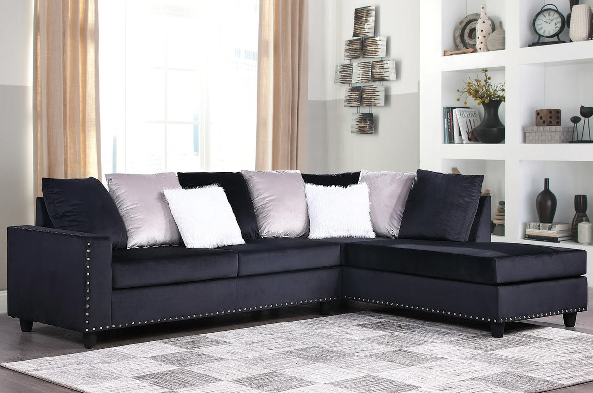 NELLIE Black 105" Wide Reversible Sectional (RTA)