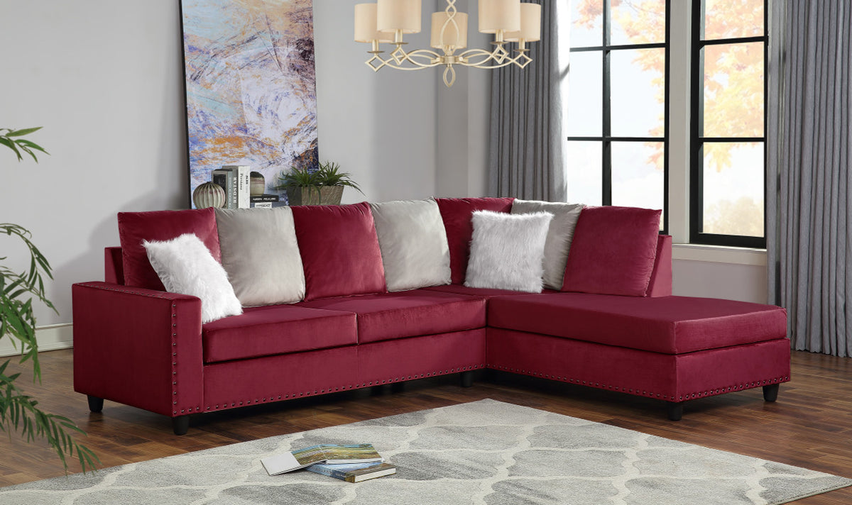 NELLIE Red 105" Wide Reversible Sectional (RTA)
