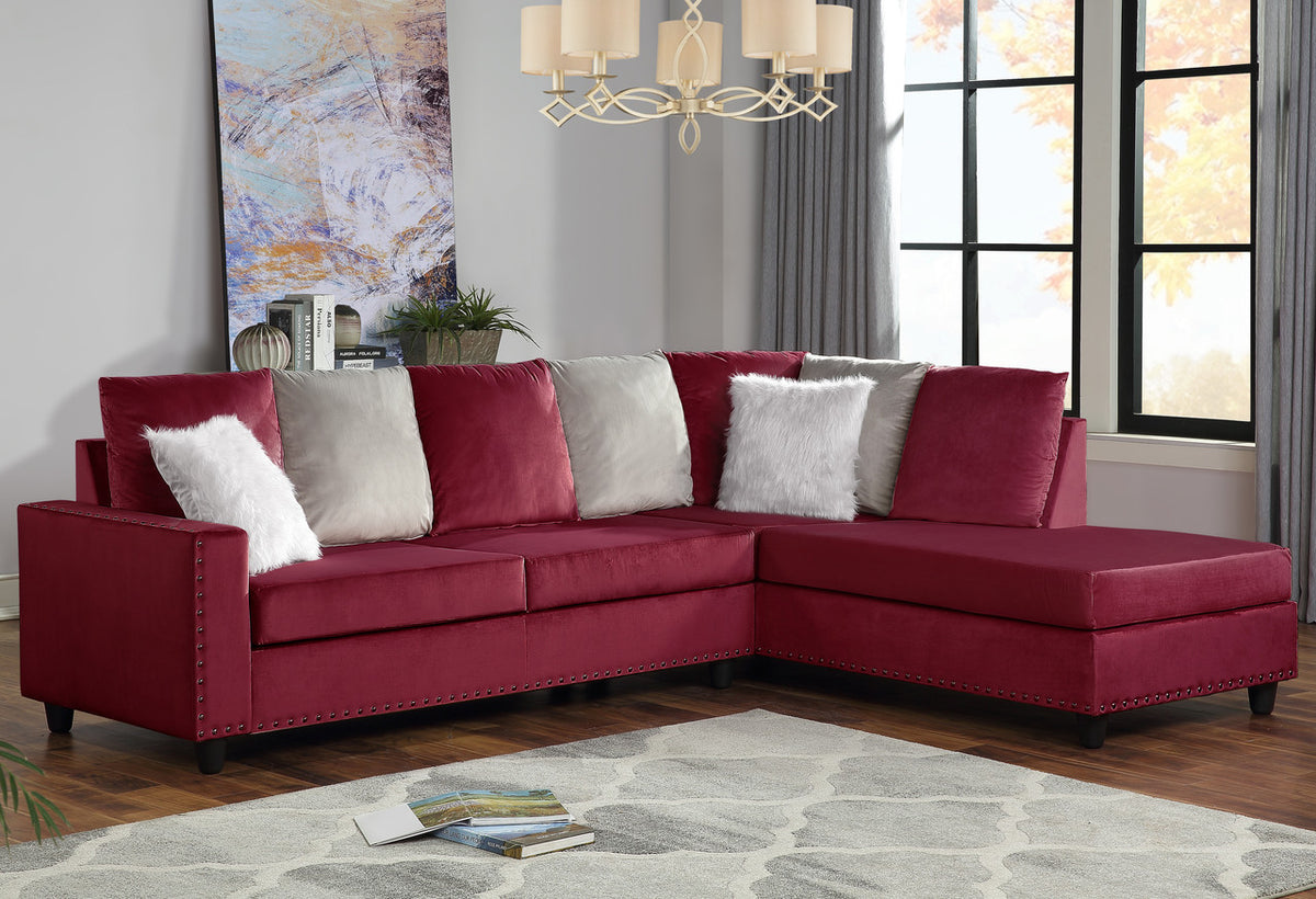 NELLIE Red 105" Wide Reversible Sectional (RTA)