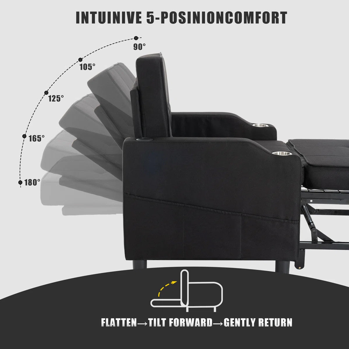 NESTER Black 34" Wide Pop-Up Chair Sleeper