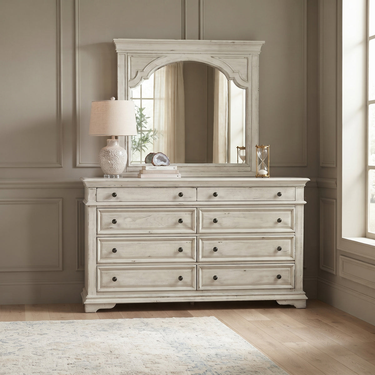 NEWHAVEN White 66" x 79" Height Dresser & Mirror