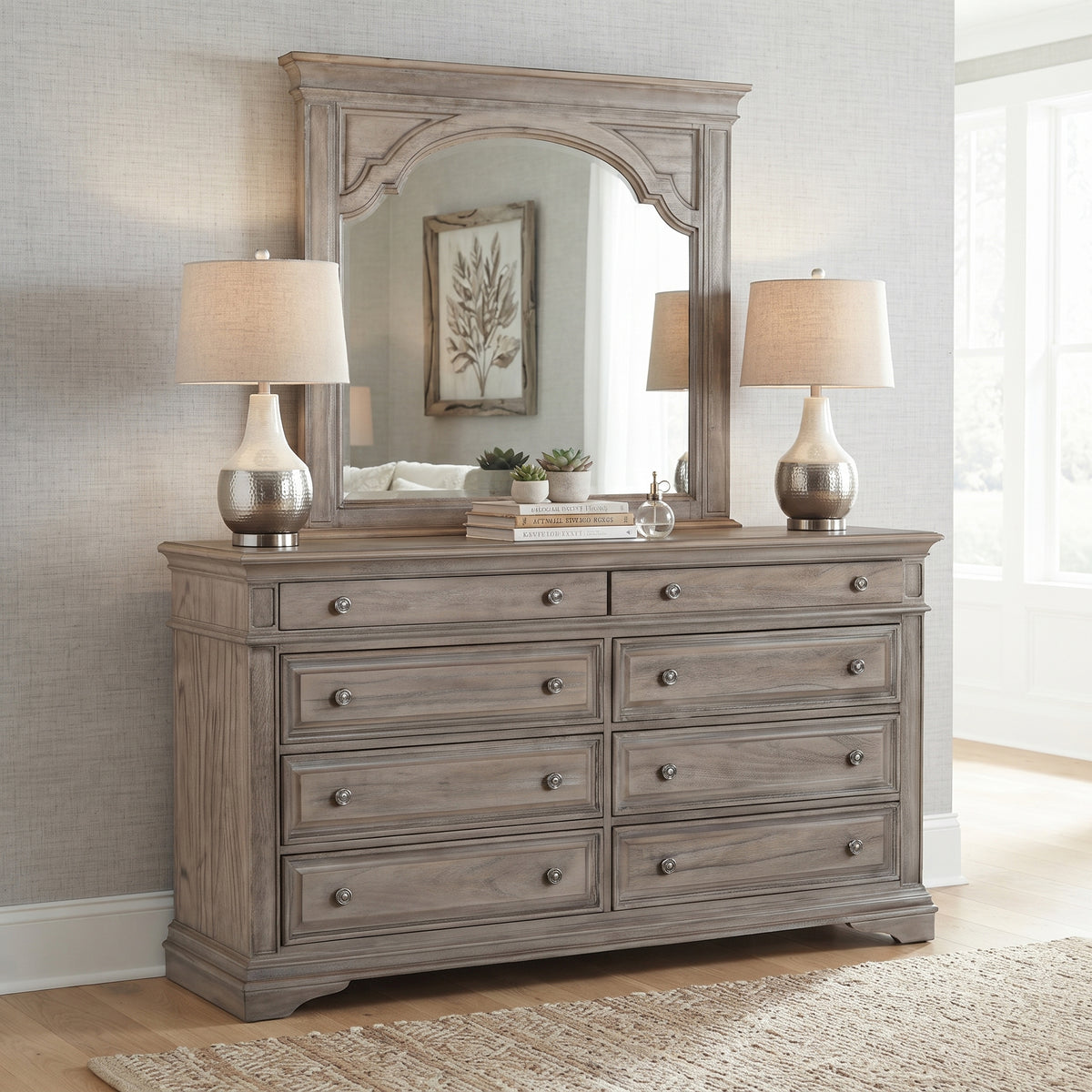 NEWHAVEN Driftwood 66" x 79" Height Dresser & Mirror