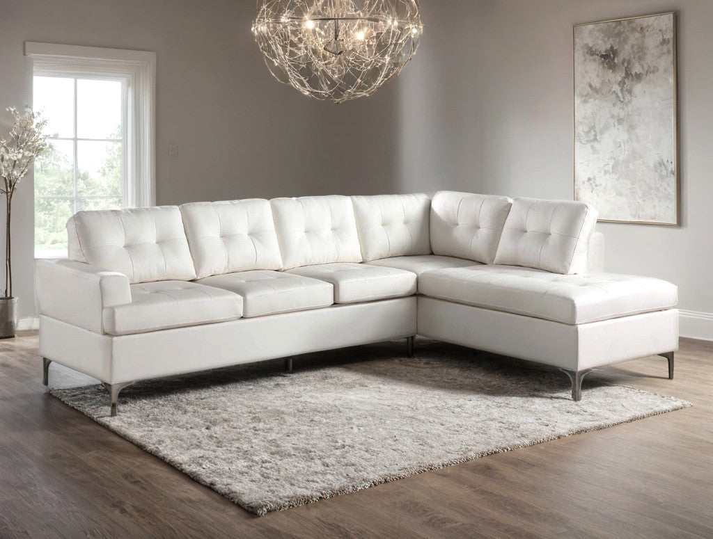 NEYMAR White 109" x 80" Sectional