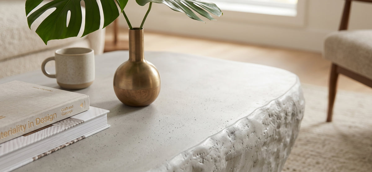 NISTINA Greige Smooth Concrete 53" x 28" Coffee Table