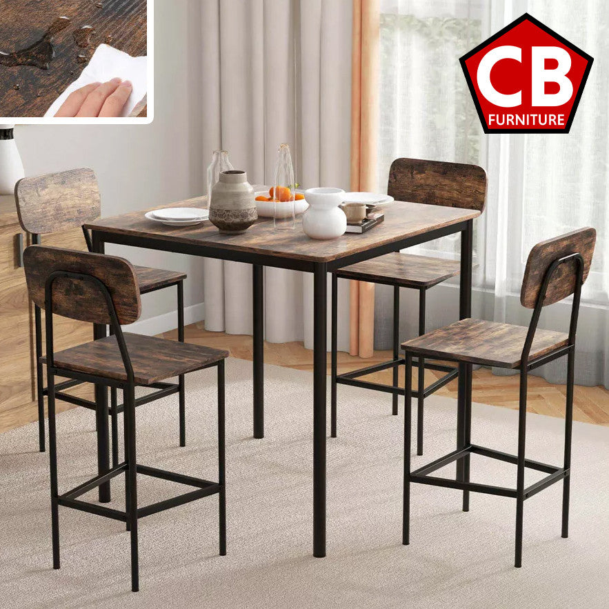 NUECES Brown 5 Piece Counter Height Set