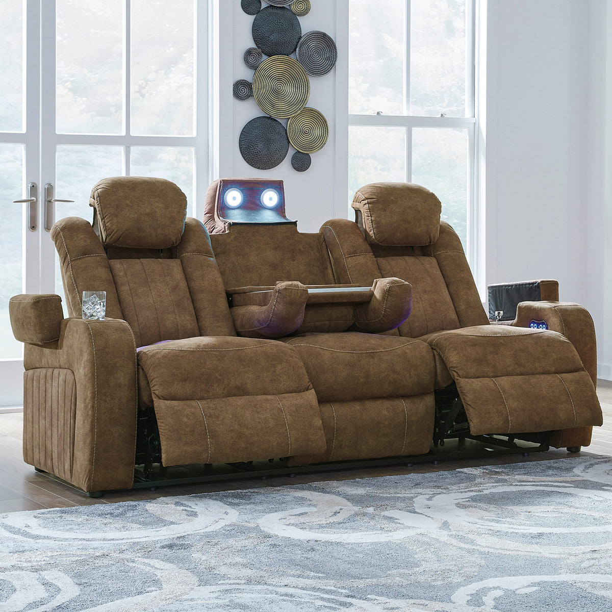 OCTAVO Brown 83" Wide Power Reclining Sofa