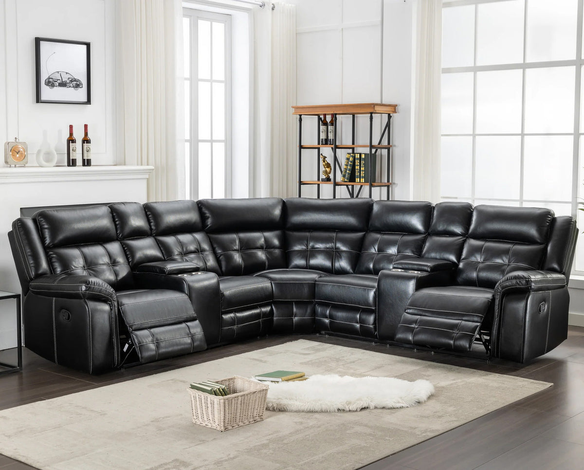 OMEGA Black 110" Wide Reclining Sectional