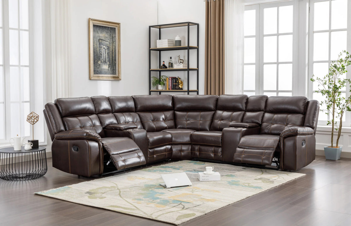 OMEGA Chocolate 110" Wide Reclining Sectional