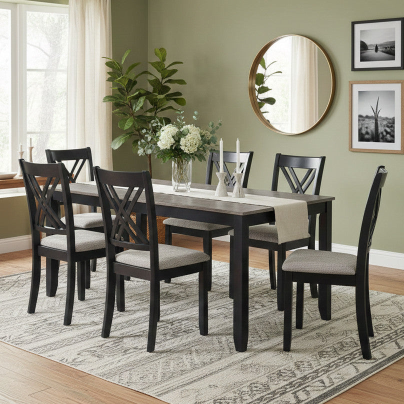 ORBAN Black & Gray 7 Piece Dining Set