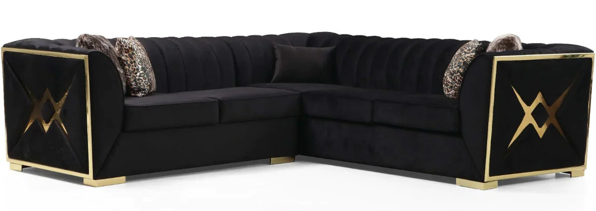 OROZCO Black Velvet 99" Wide Sectional