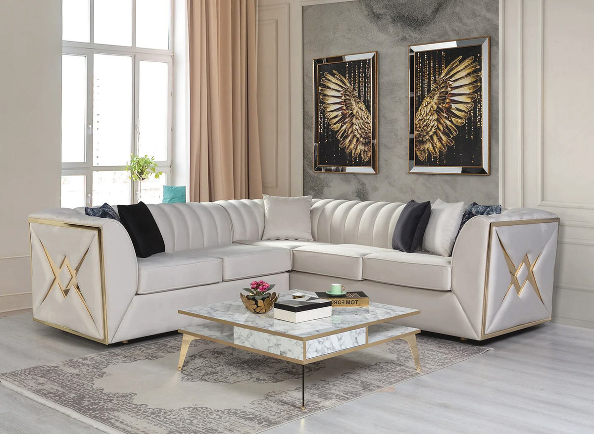 OROZCO Cream Velvet 99" Wide Sectional