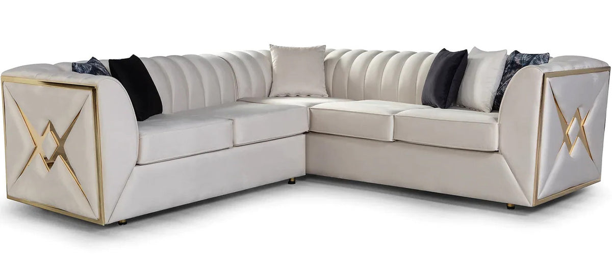 OROZCO Cream Velvet 99" Wide Sectional