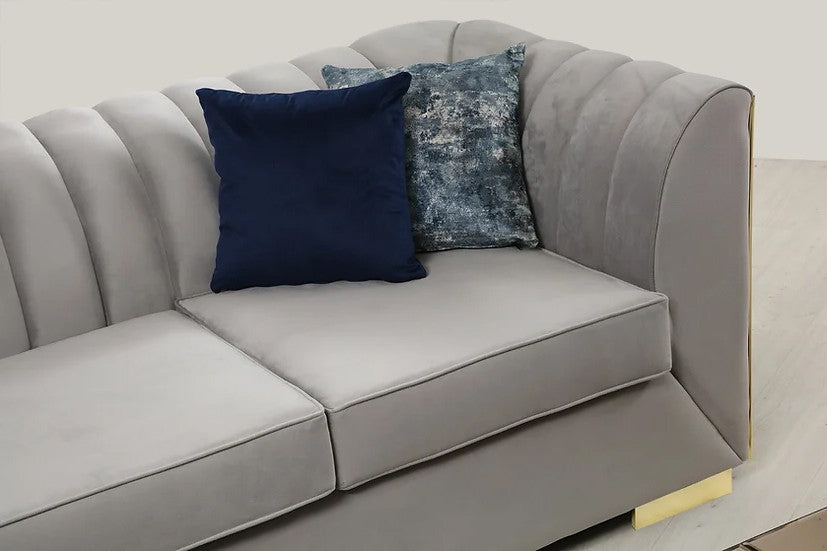 OROZCO Gray Velvet 99" Wide Sectional