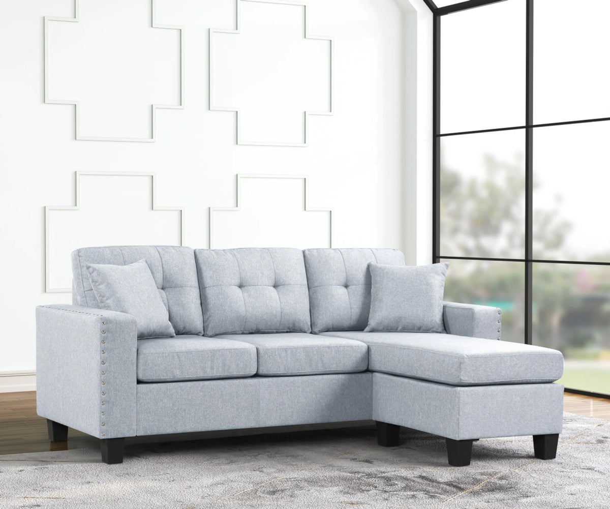 OSMAR Light Gray 75" Wide Reversible Sofa Chaise