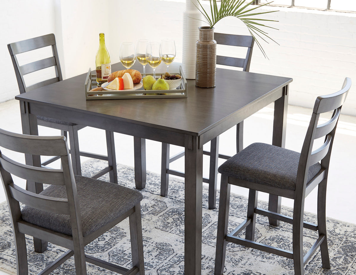 OLSEN Gray 5 Piece Counter Dining Set