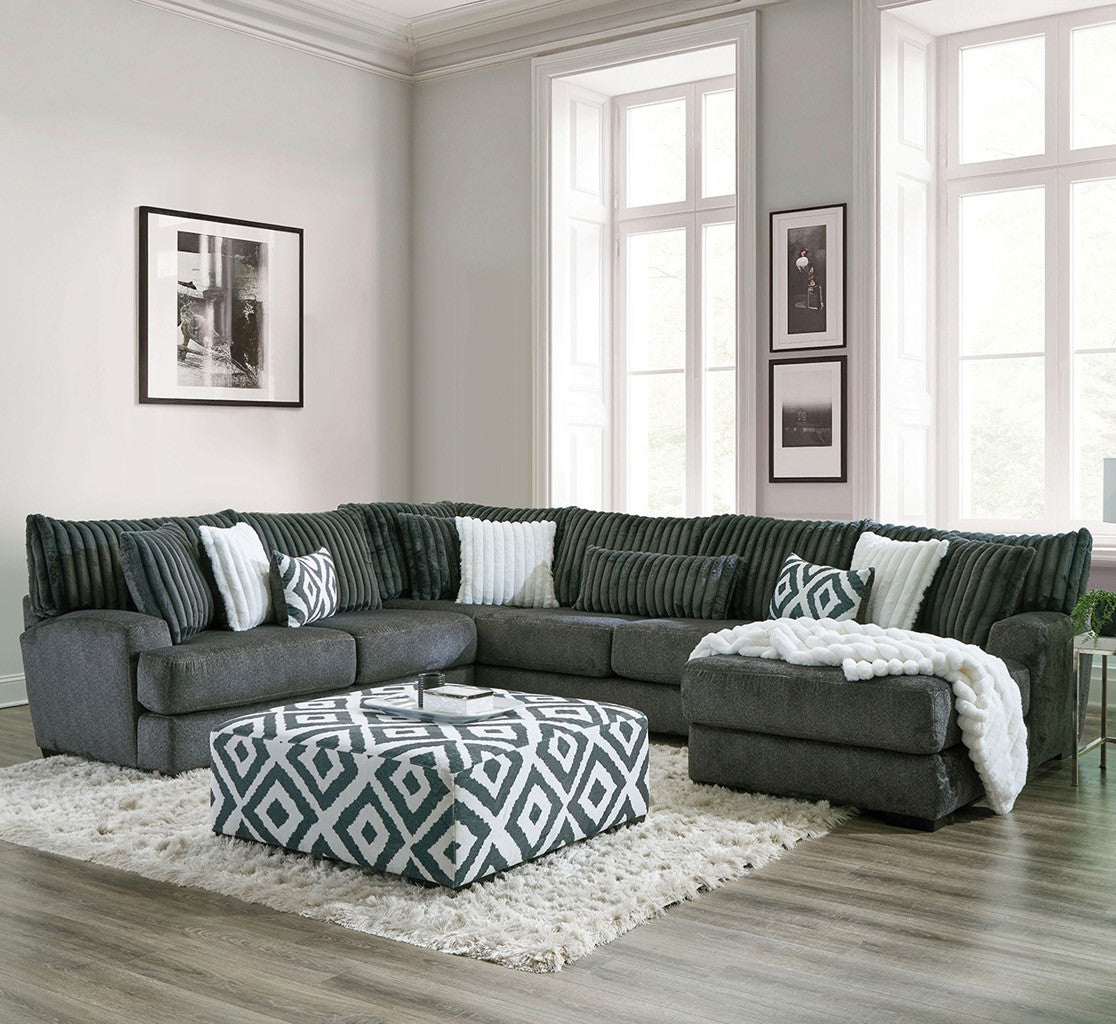 PERSEFONE Gunmetal Chenille 139" Wide x 112" Depth Modular Sectional