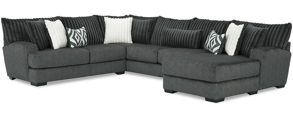 PERSEFONE Gunmetal Chenille 139" Wide x 112" Depth Modular Sectional