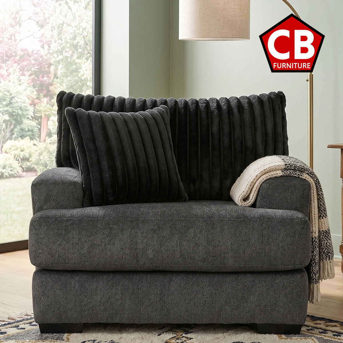 PERSEFONE Dark Gray Chenille 48" Wide x 39" Height Chair