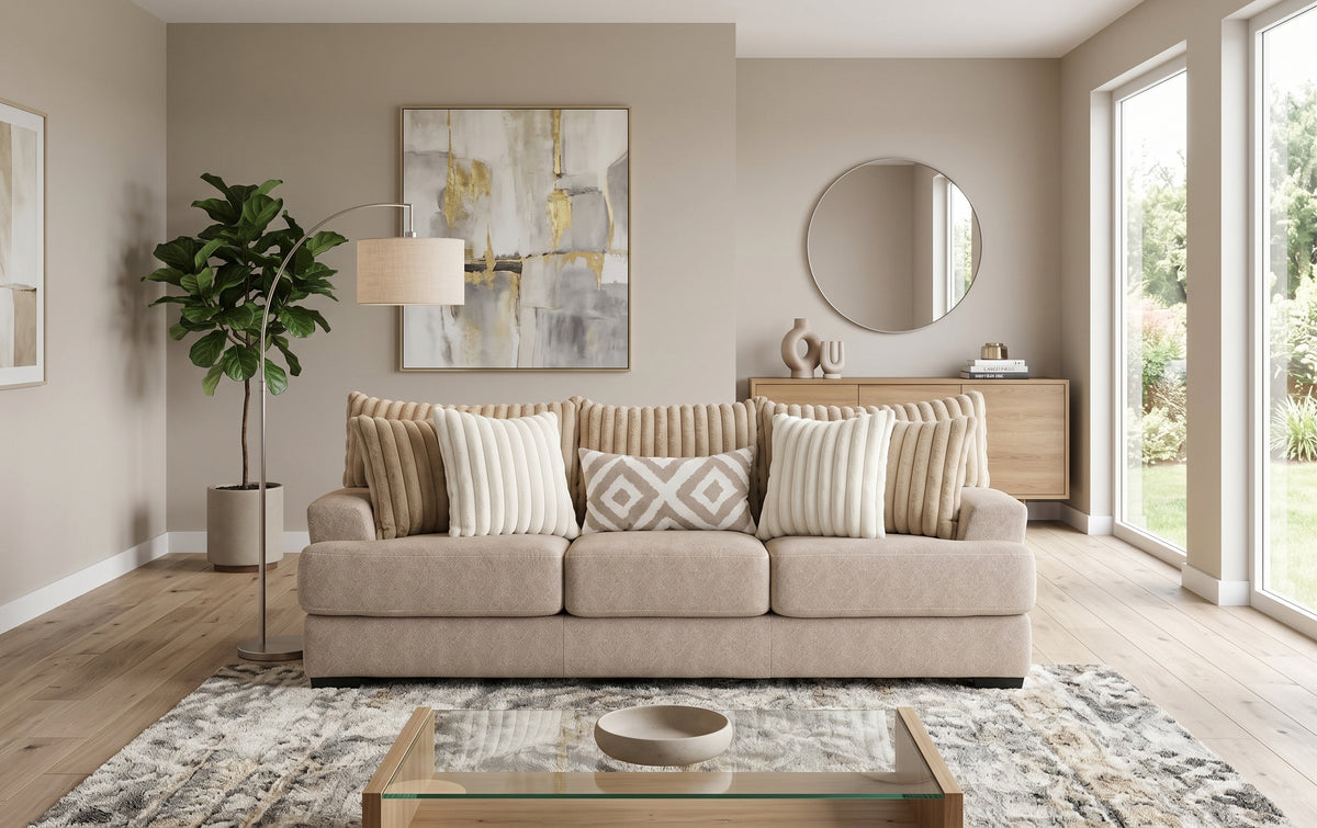 PERSEFONE Light Brown Chenille 98" Wide x 39" Height Sofa