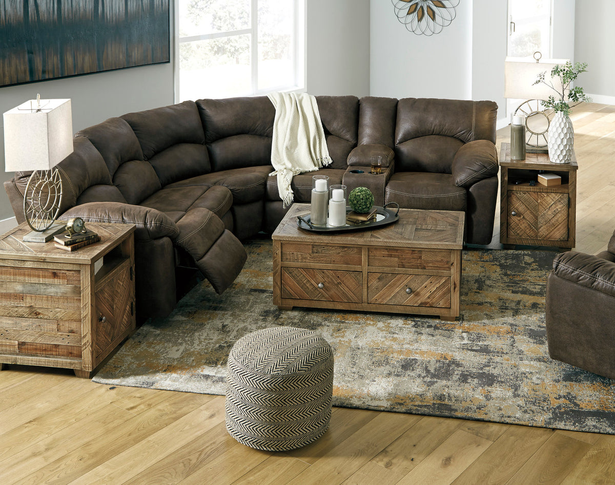 PETERSON Brown 100" Wide Reclining Sectional
