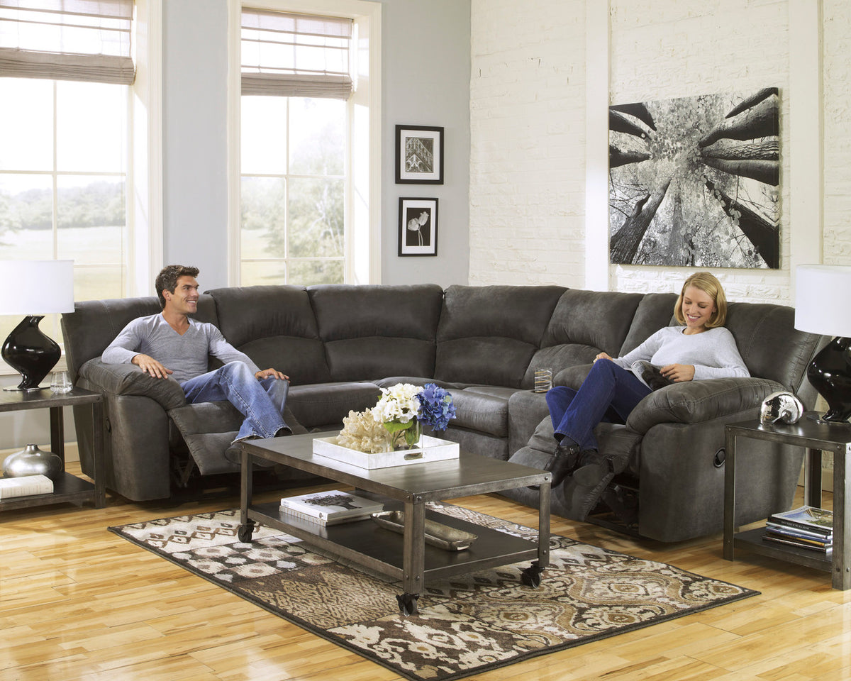 PETERSON Gray 100" Wide Reclining Sectional