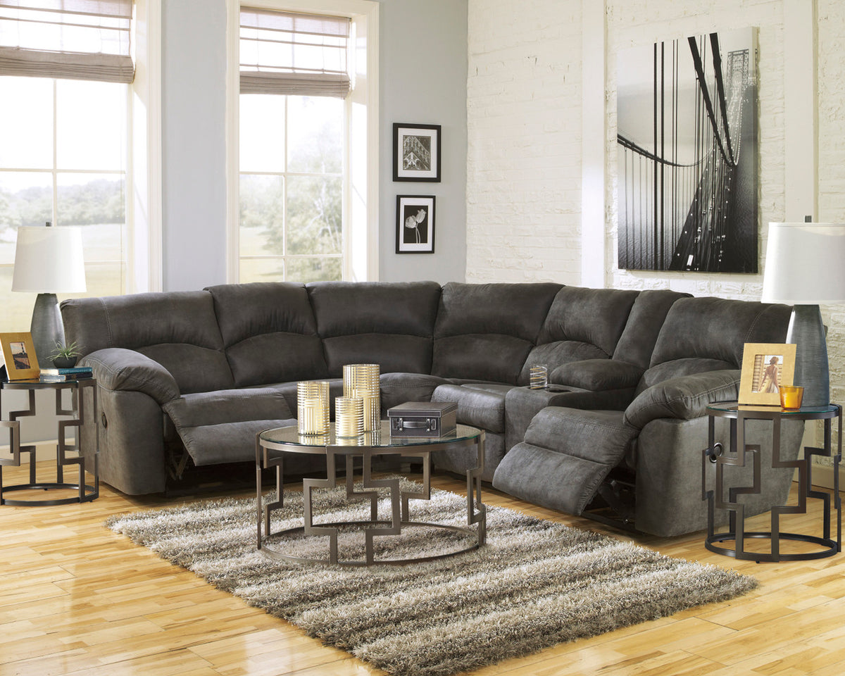 PETERSON Gray 100" Wide Reclining Sectional