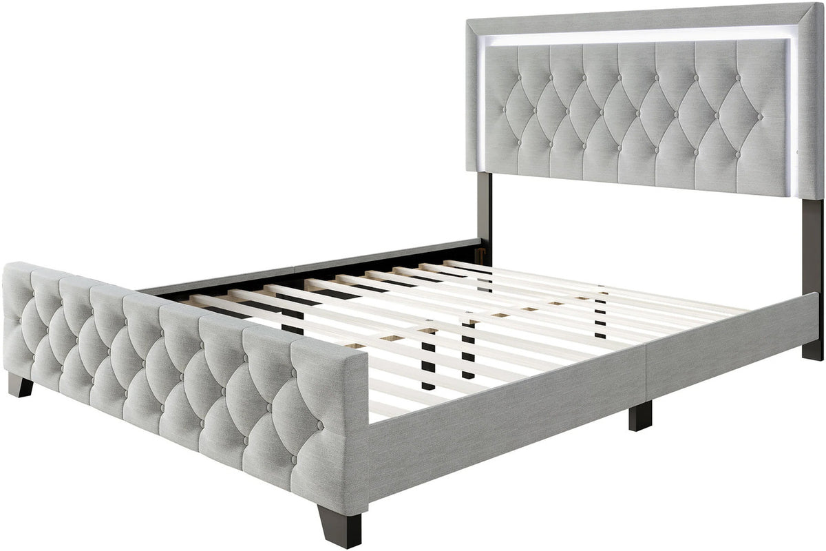 PINEDA Gray 50" Height LED Platform Bed