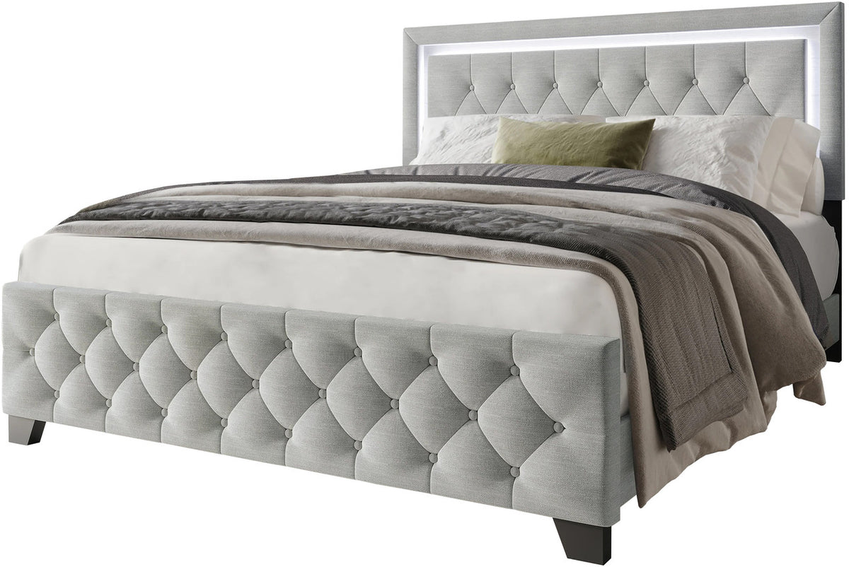 PINEDA Gray 50" Height LED Platform Bed