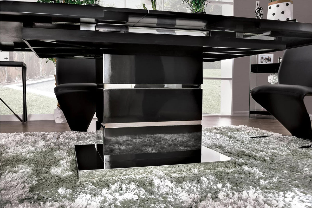 PLEXTON Glossy Black 7 Piece Dining Set