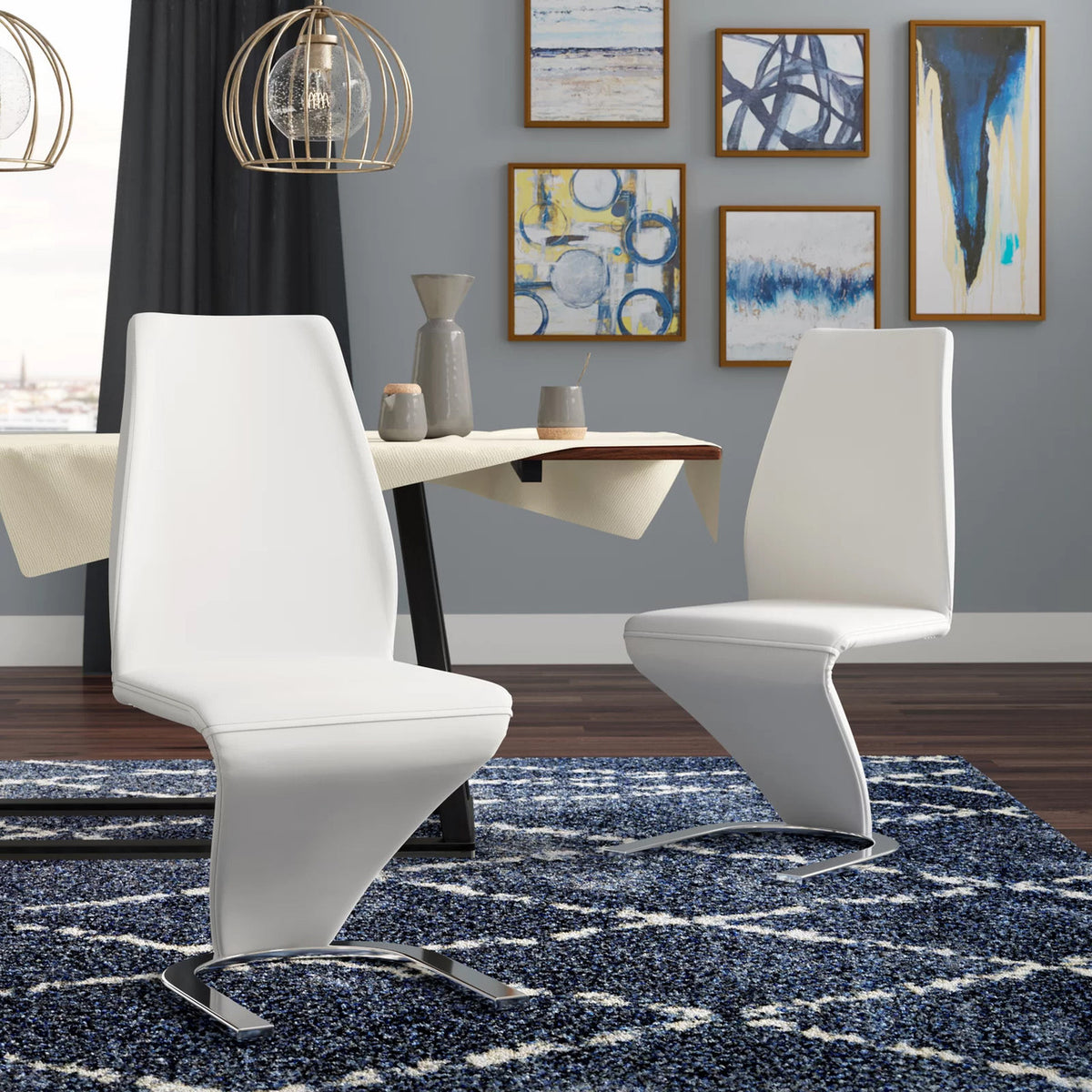 PLEXTON Glossy White 7 Piece Dining Set