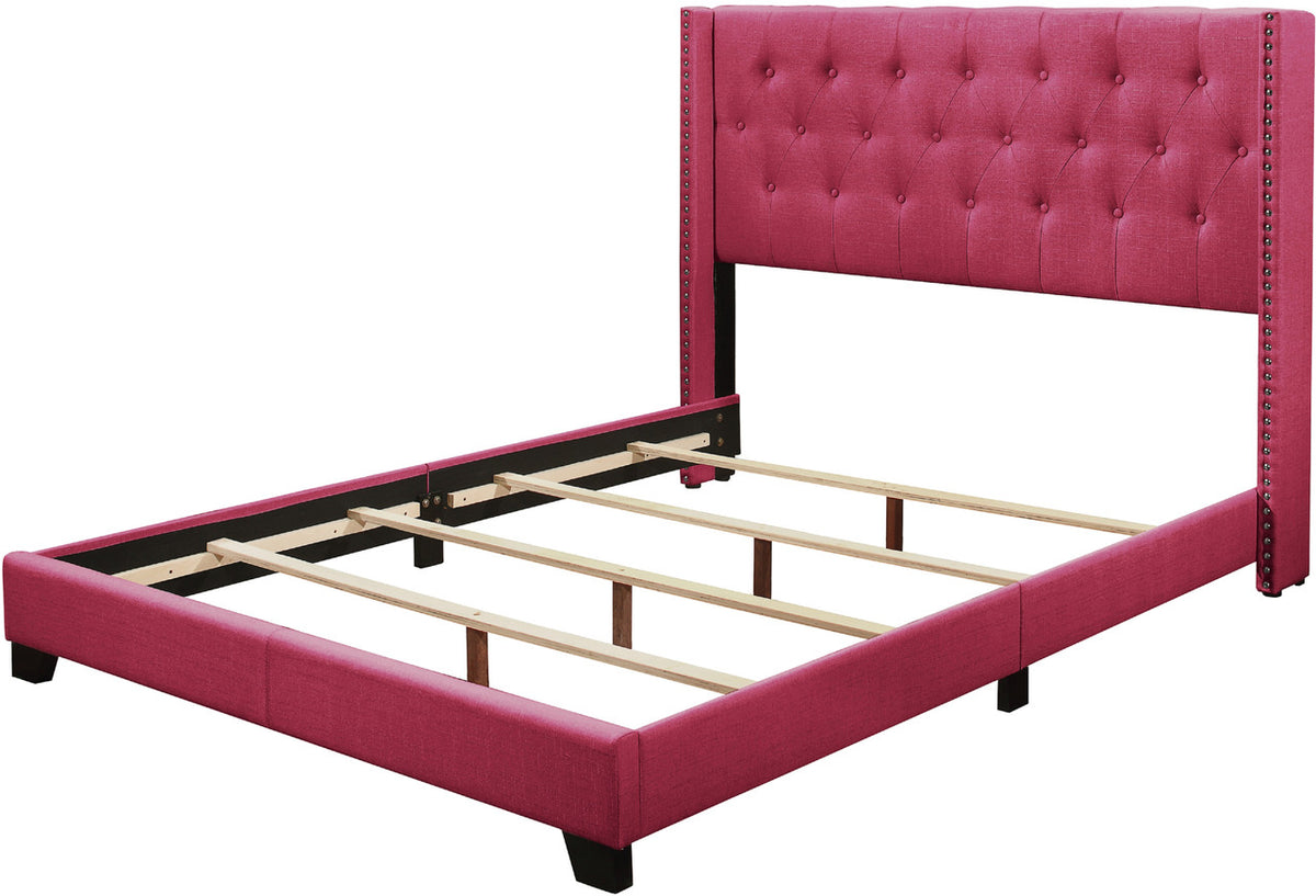 POLINA Pink Linen 50" Tall Tufted Bed