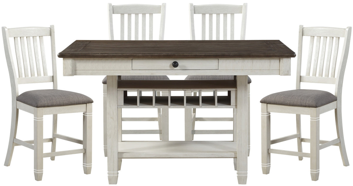 PORTSVILLE White 7 Piece Counter Set