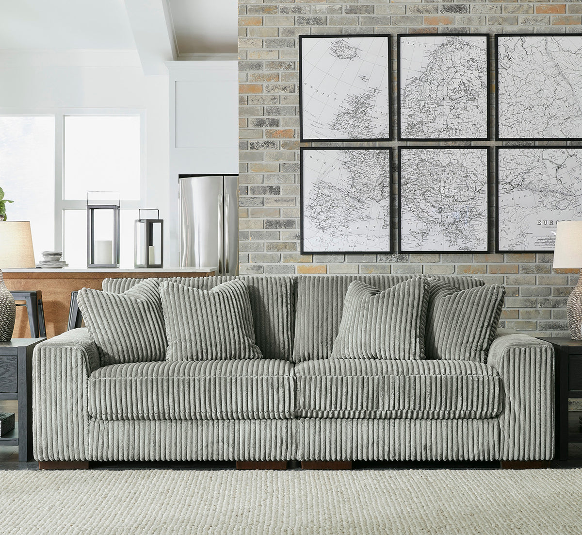 PREZZA Gray 102" Wide Modular Sofa