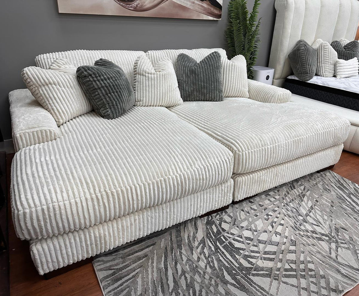 PREZZA Ivory 102" Wide Modular Double Chaise Sectional