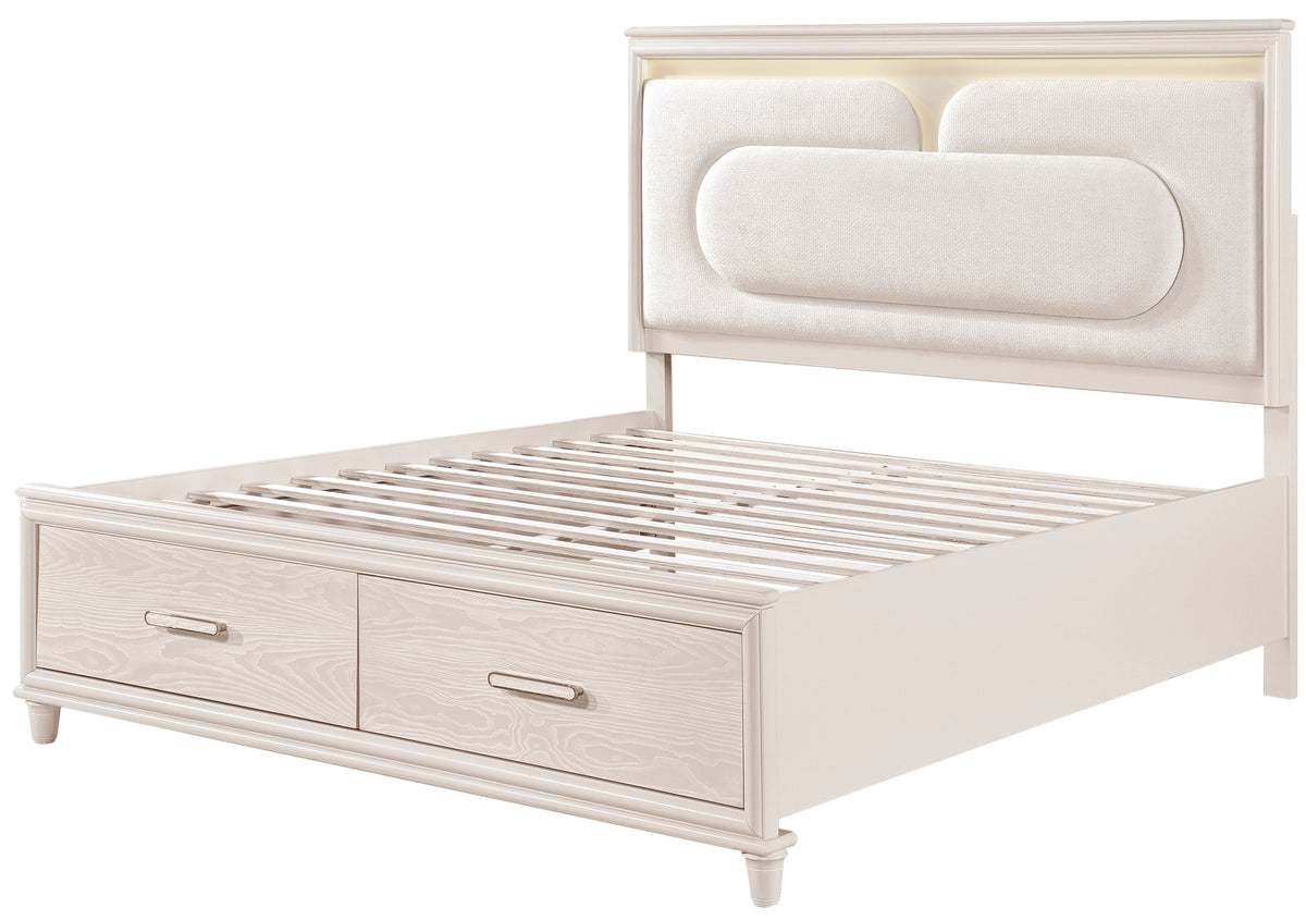 PRISTINA Greige 64" Height Lighted Storage Bed with LED's