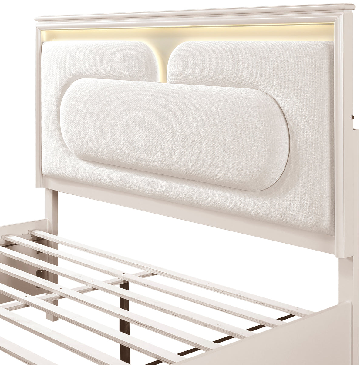 PRISTINA Greige 64" Height Lighted Storage Bed with LED's
